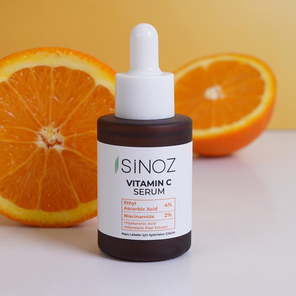 Sinoz Ton Eşitleyici Aydınlatıcı Vitamin C %4 + Niacinamide %2 Yüz Serumu 30 ml Tüm Ciltler İçin