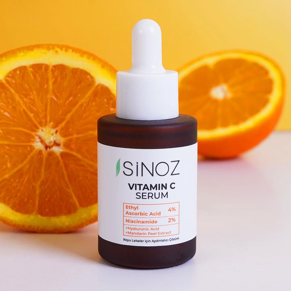 Sinoz Ton Eşitleyici Aydınlatıcı Vitamin C %4 + Niacinamide %2 Yüz Serumu 30 ml Tüm Ciltler İçin