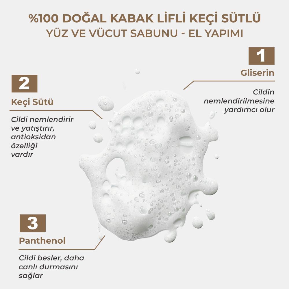 Sinoz Pür Doğal Kabak Lifli Keçi Sütlü Yüz ve Vücut Sabunu - El Yapımı 130 gr	