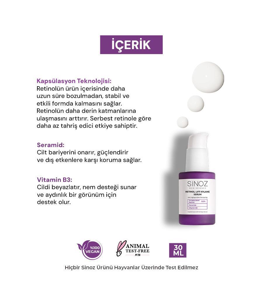 Sinoz Kırışıklık Karşıtı & Cilt Yenileyici Retinol Serum 30 ml