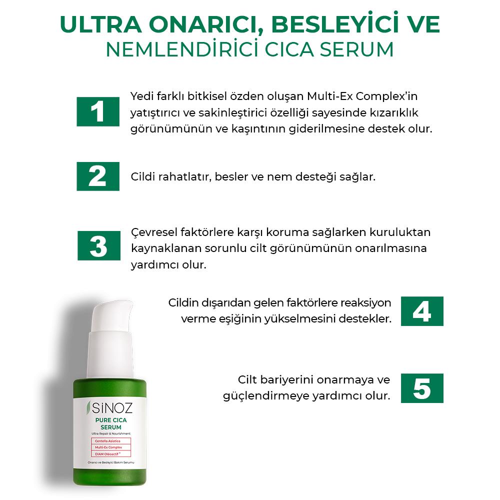 Sinoz Pure Cica Ultra Onarıcı ve Besleyici Bakım Serumu 30 ml