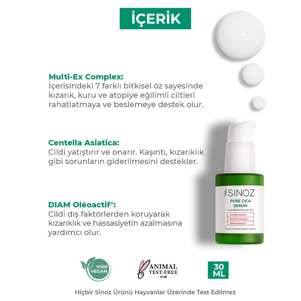 Sinoz Pure Cica Ultra Onarıcı ve Besleyici Bakım Serumu 30 ml