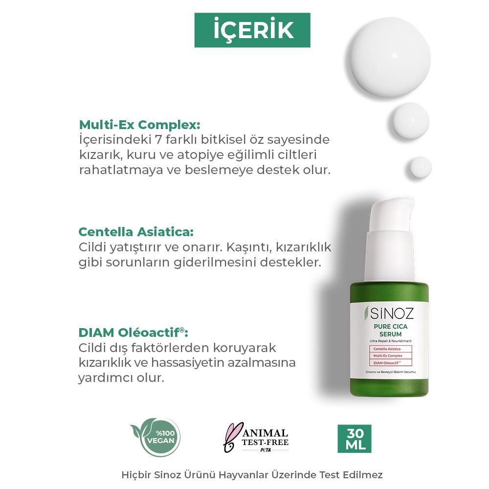 Sinoz Pure Cica Ultra Onarıcı ve Besleyici Bakım Serumu 30 ml