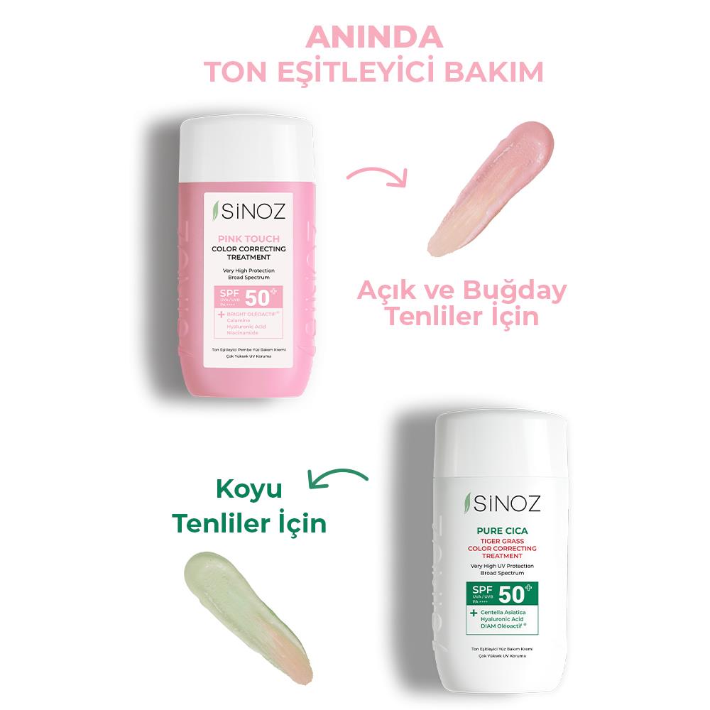 Sinoz Pink Touch Anında Ton Eşitleyici Pembe Yüz Bakım Kremi Spf50 - Mineral Güneş Filtreleri 50 ml