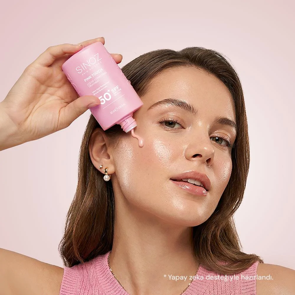Sinoz Pink Touch Anında Ton Eşitleyici Sıvı Güneş Kremi SPF50+ Mineral Güneş Filtreleri 50 ml 