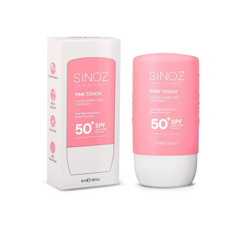 Sinoz Pink Touch Anında Ton Eşitleyici Sıvı Güneş Kremi SPF50+ Mineral Güneş Filtreleri 50 ml 
