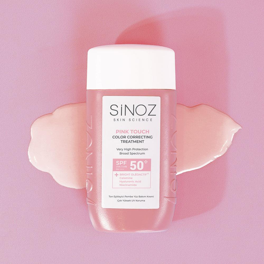 Sinoz Pink Touch Anında Ton Eşitleyici Sıvı Güneş Kremi SPF50+ Mineral Güneş Filtreleri 50 ml 