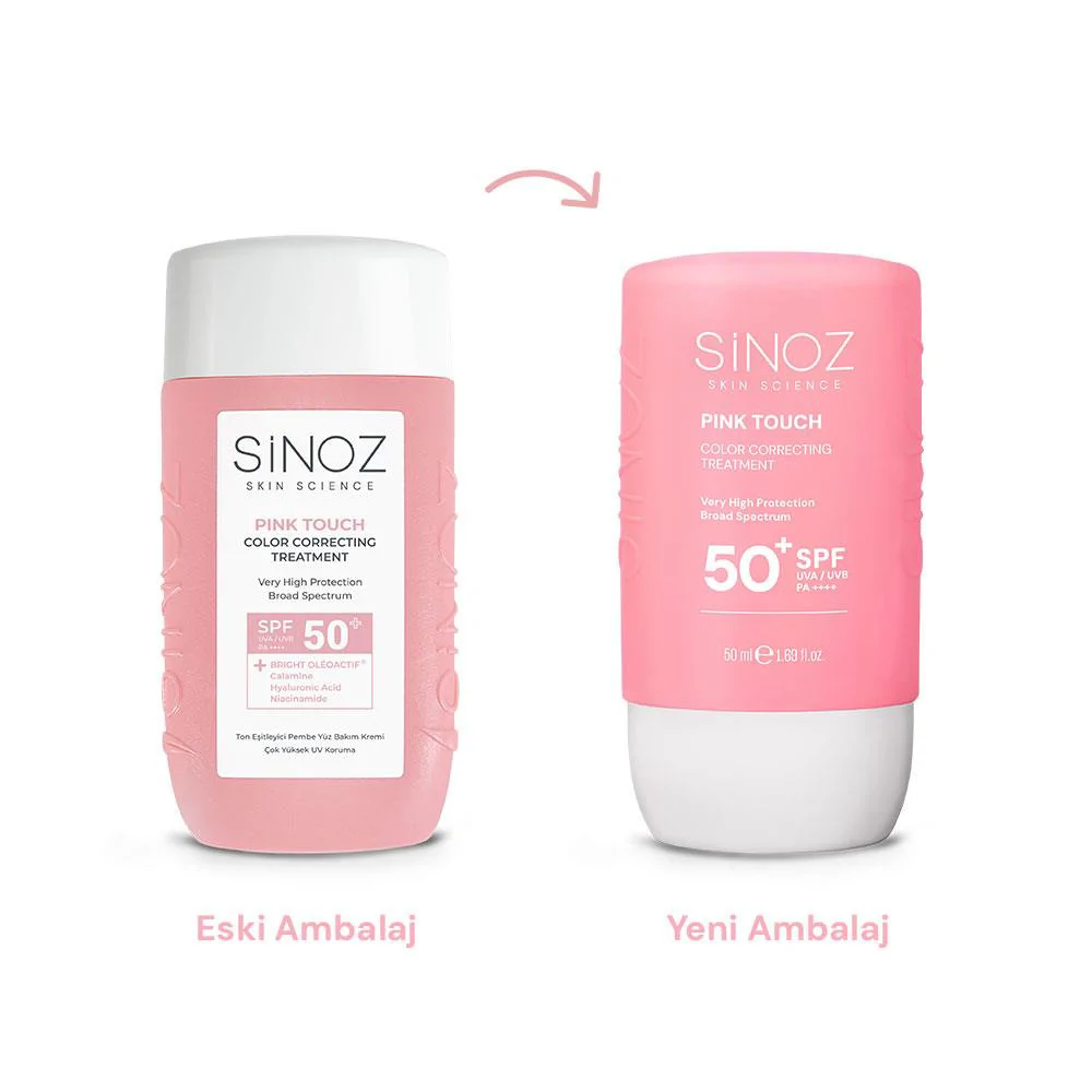 Sinoz Pink Touch Anında Ton Eşitleyici Sıvı Güneş Kremi SPF50+ Mineral Güneş Filtreleri 50 ml 