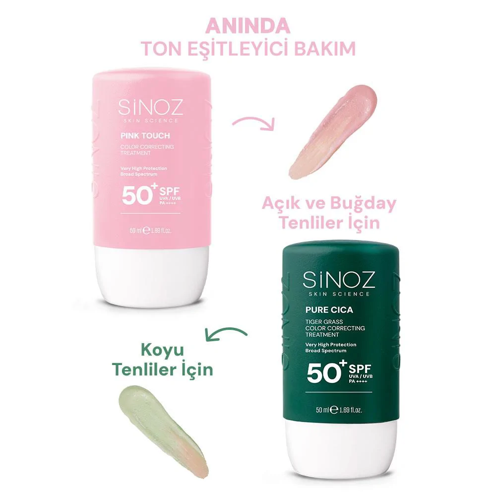 Sinoz Pink Touch Anında Ton Eşitleyici Sıvı Güneş Kremi SPF50+ Mineral Güneş Filtreleri 50 ml