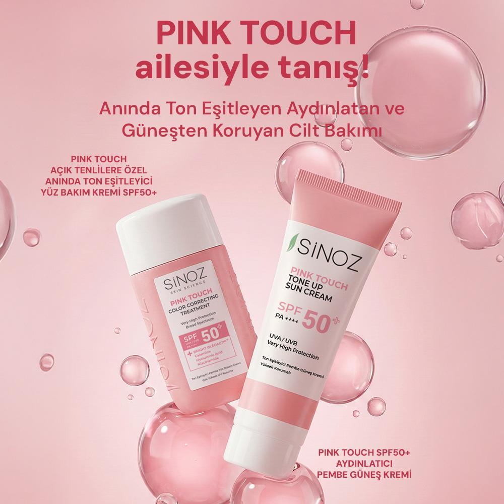 Sinoz Pink Touch Anında Ton Eşitleyici Sıvı Güneş Kremi SPF50+ Mineral Güneş Filtreleri 50 ml 
