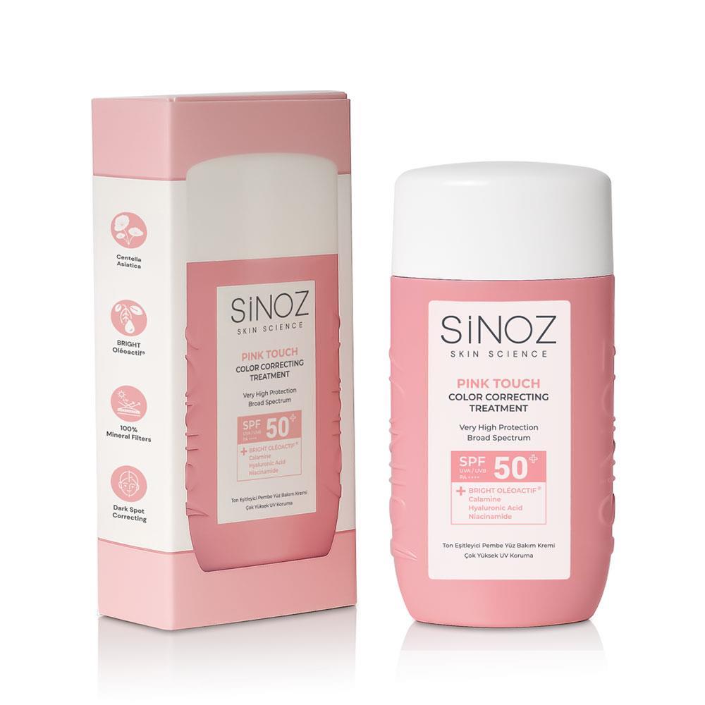 Sinoz Pink Touch Anında Ton Eşitleyici Sıvı Güneş Kremi SPF50+ Mineral Güneş Filtreleri 50 ml 