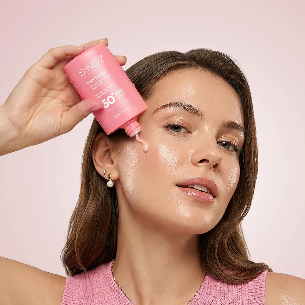 Sinoz Pink Touch Anında Ton Eşitleyici Sıvı Güneş Kremi SPF50+ Mineral Güneş Filtreleri 50 ml 