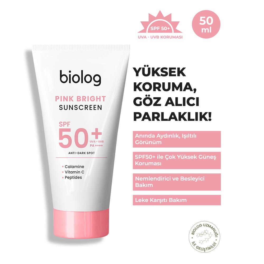 Biolog Pink Bright Yüksek Korumalı Pembe Güneş Kremi 50 ml.