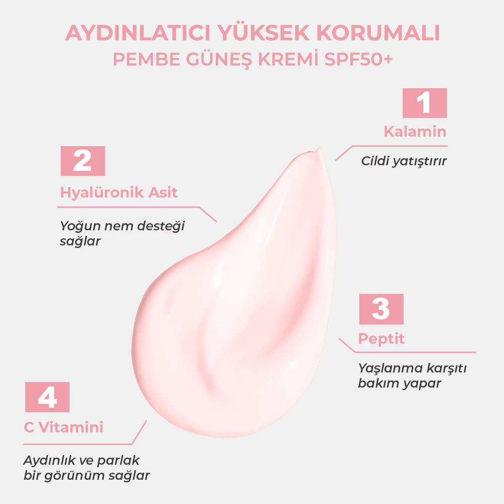 Biolog Pink Bright Yüksek Korumalı Pembe Güneş Kremi 50 ml.