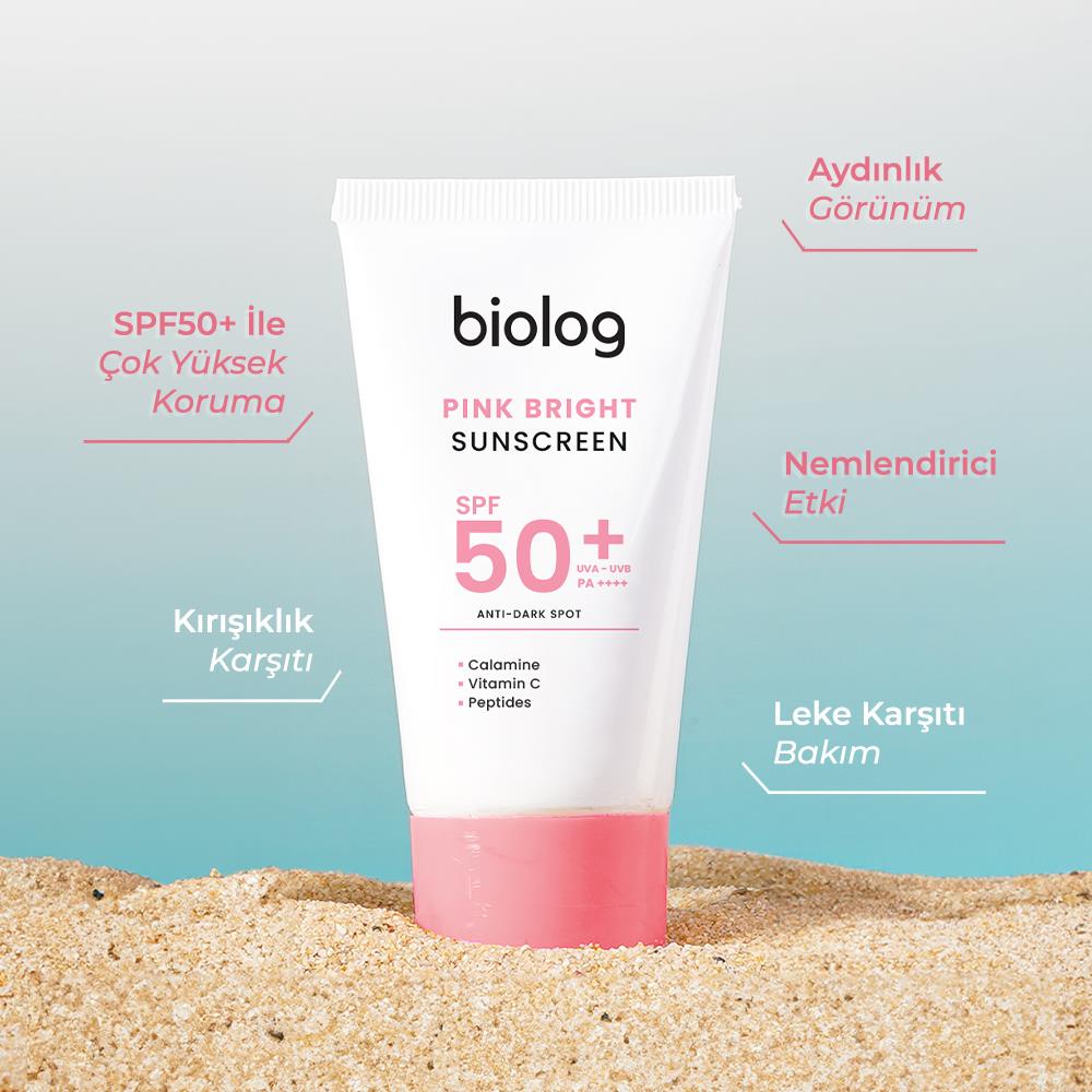 Biolog Pink Bright Yüksek Korumalı Pembe Güneş Kremi 50 ml.