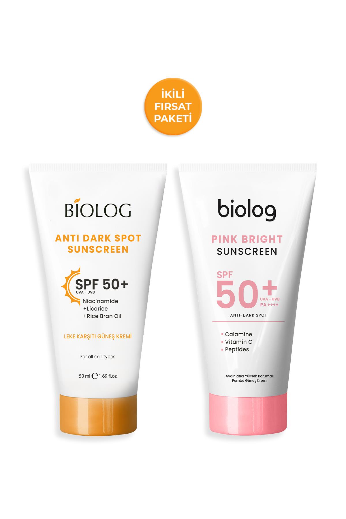 Leke Karşıtı Güneş Kremi SPF50+ & Pink Bright Yüksek Korumalı Pembe Güneş Kremi