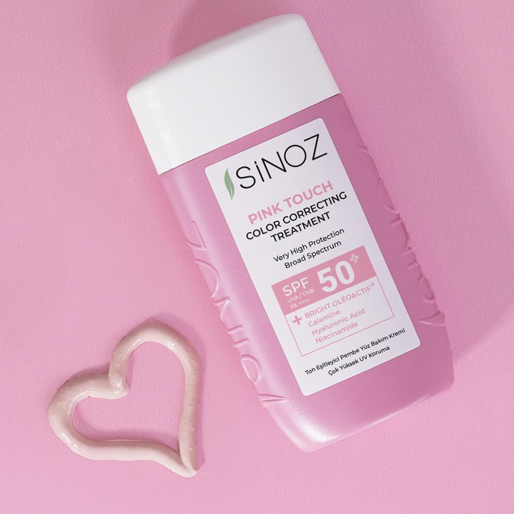 Sinoz Pink Touch Açık Tenlilere Özel Anında Ton Eşitleyici Yüz Bakım Kremi Spf50 - Mineral Güneş Filtresi