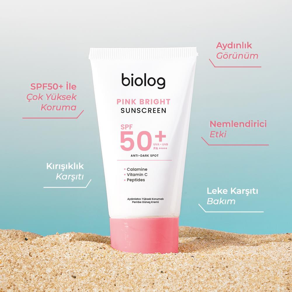 Biolog Pink Bright Yüksek Korumalı Pembe Güneş Kremi 50 ml.