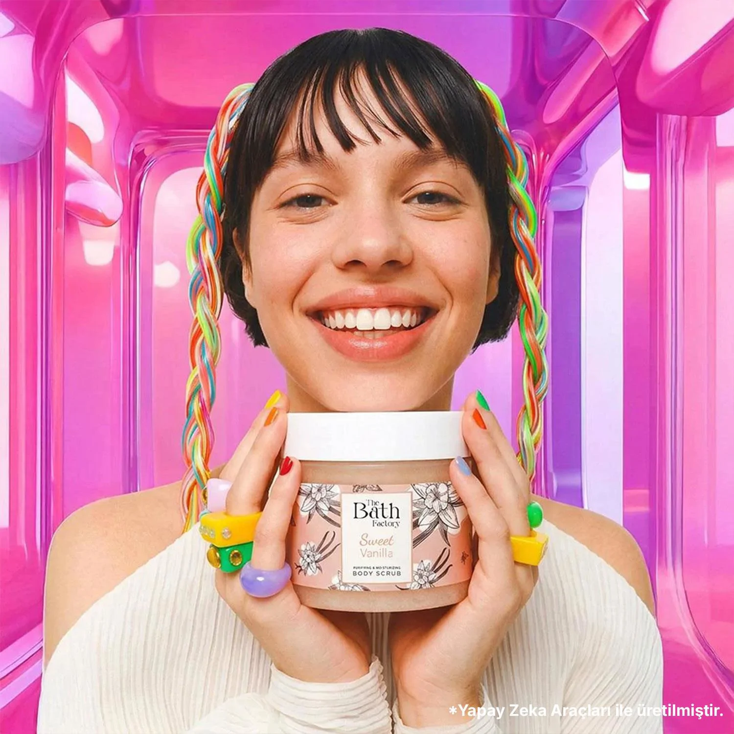 The Bath Factory Sweet Vanilla Duş Jeli + Vücut Peelingi +  Saç ve Vücut Spreyi
