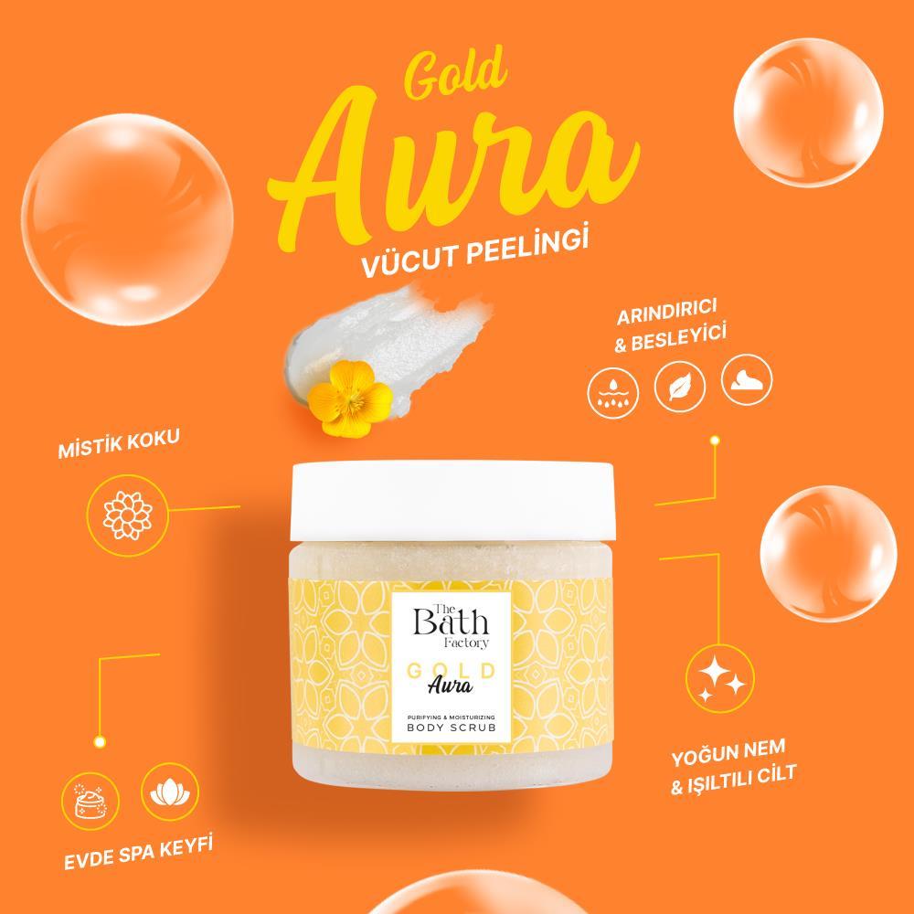 The Bath Factory Besleyici Arındırıcı Nemlendirici Gold Aura Vücut Peelingi 300 GR	 