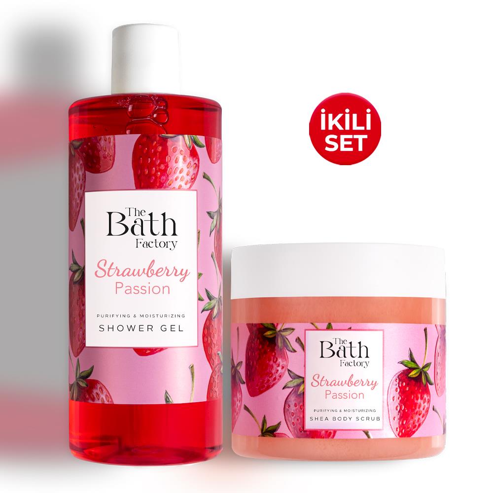 The Bath Factory Çilekli Vücut Peelingi + Çilekli Duş Jeli	