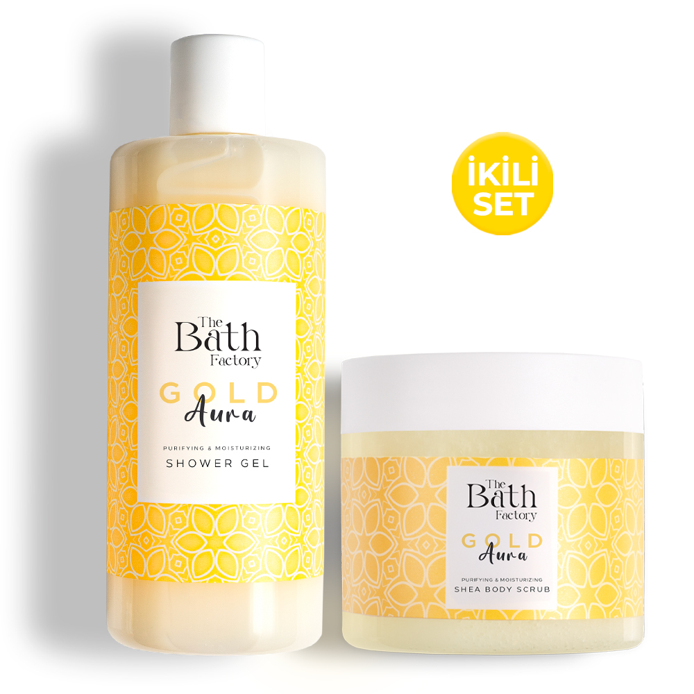 The Bath Factory Gold Aura Vücut Peelingi + Gold Aura Duş Jeli	