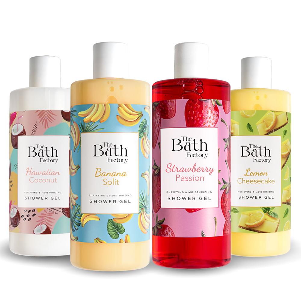 The Bath Factory Duş Jeli Seti (Çilek - Muz - Lemon Cheesecake - Hindistan Cevizi) ( 4 X 400 ML)	