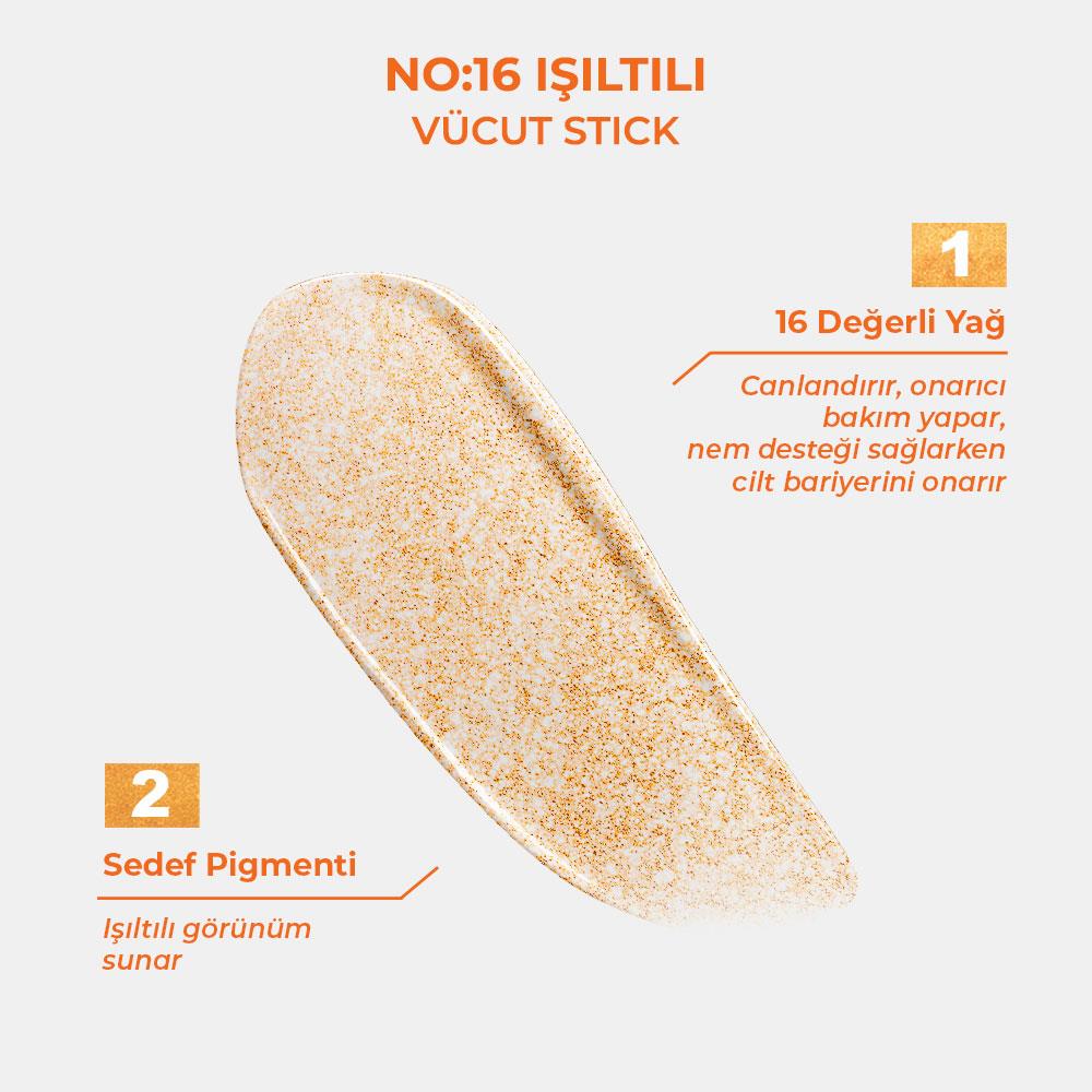 Sinoz No:16 Işıltılı Nemlendirici Stick Vücut Bakım Yağı 18 gr