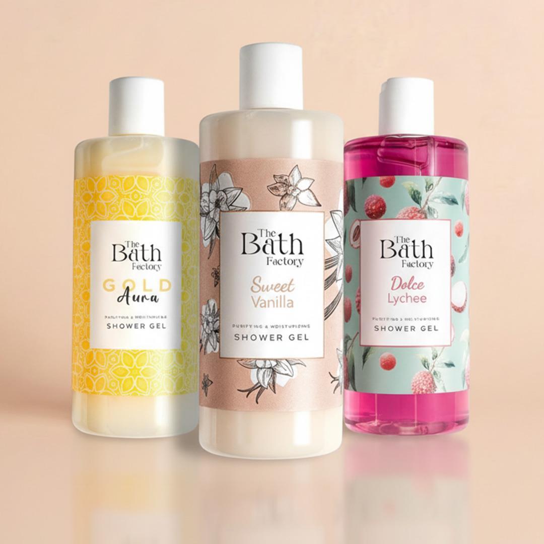 The Bath Factory Duş Jeli Seti (Liçi - Vanilya - Gold Aura) (3 X 400 ML)