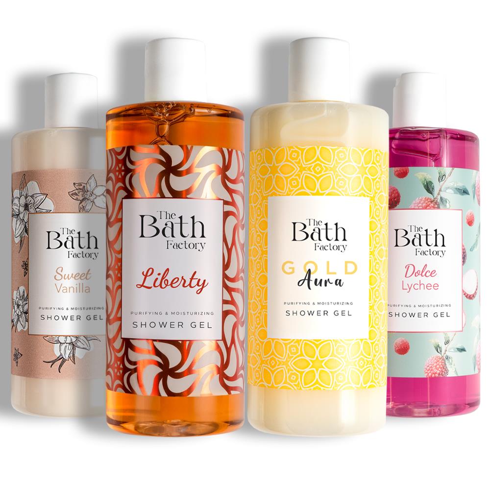  The Bath Factory Duş Jeli Seti (Liberty- Gold Aura - Vanilya - Liçi) ( 4 X 400 ML)