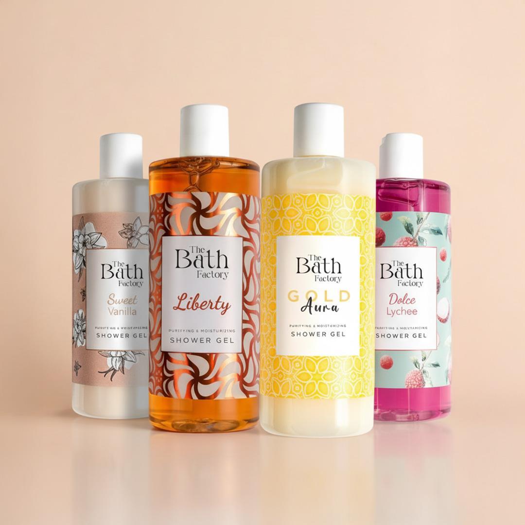  The Bath Factory Duş Jeli Seti (Liberty- Gold Aura - Vanilya - Liçi) ( 4 X 400 ML)