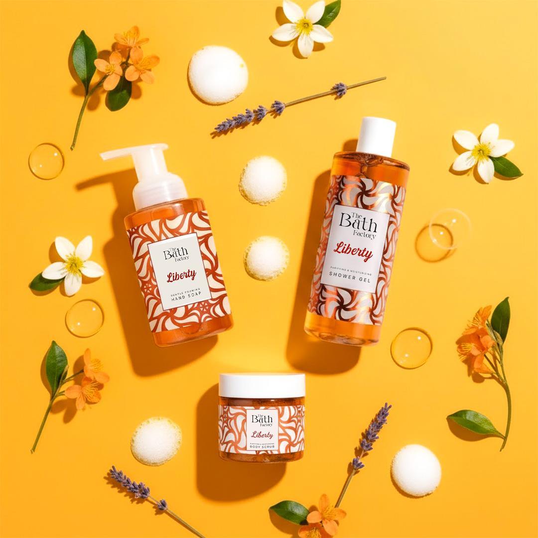 The Bath Factory Liberty Duş Jeli + Vücut Peelingi + Köpük Sabun