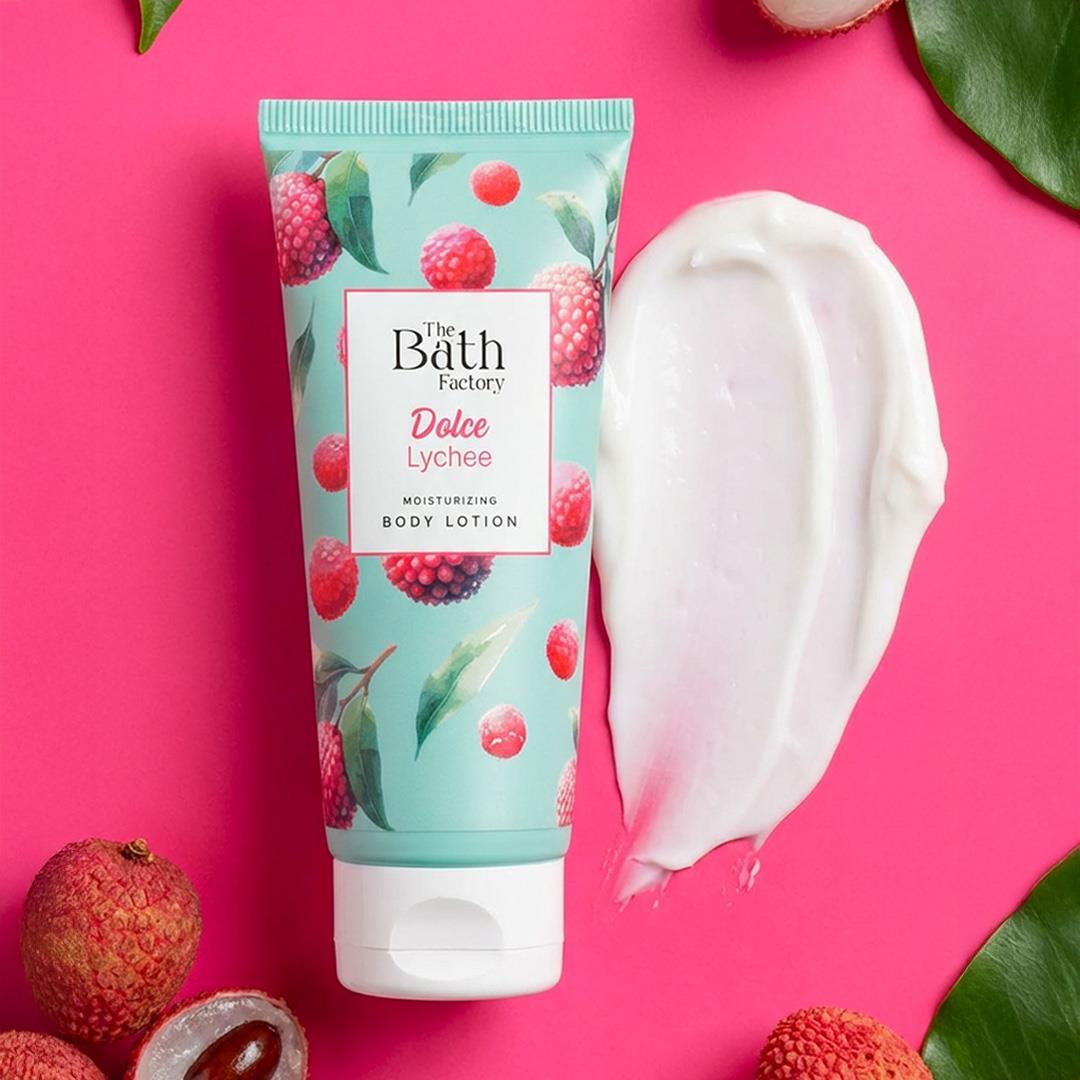 The Bath Factory Dolche Lychee Duş Jeli + Vücut Peelingi + Vücut Losyonu