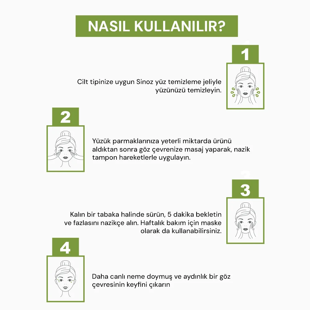 Sinoz Avokado Bomb Nemlendirici Canlandırıcı Kırışıklık Karşıtı Göz Çevresi Bakım Kremi 15 ml
