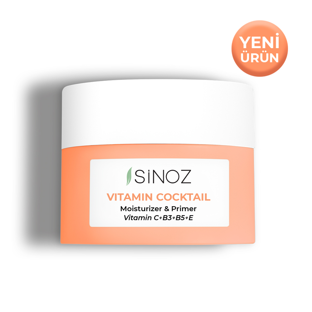 Sinoz Vitamin Kokteyl - Nemlendirici  Besleyici Onarıcı Yüz Kremi (Vitamin C + B3 + B5 + E) ve Makyaj Bazı