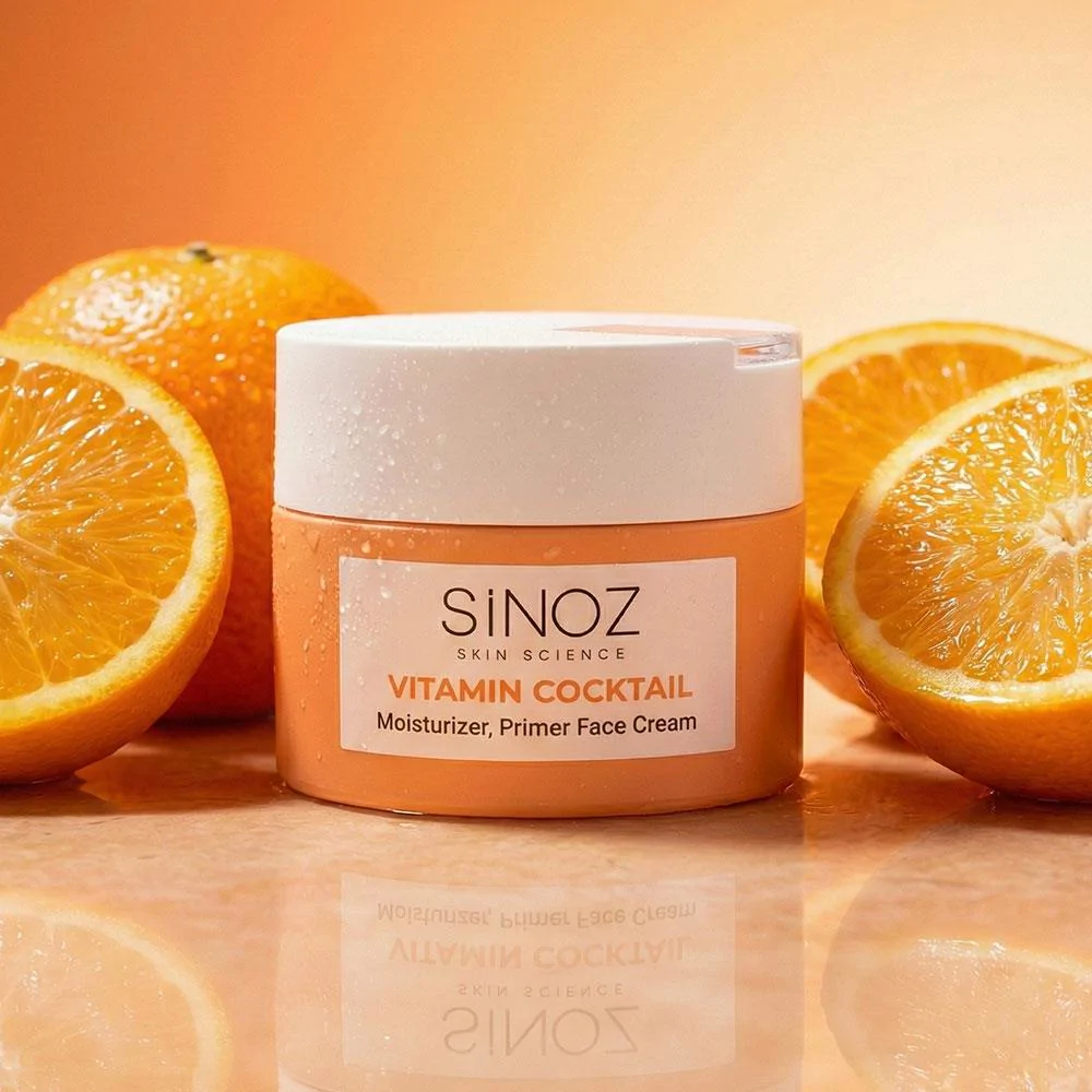 Sinoz Vitamin Kokteyl Nemlendirici Besleyici Onarıcı Yüz Kremi (Vitamin C+ B3 +B5 +E) ve Makyaj Bazı 50 ml