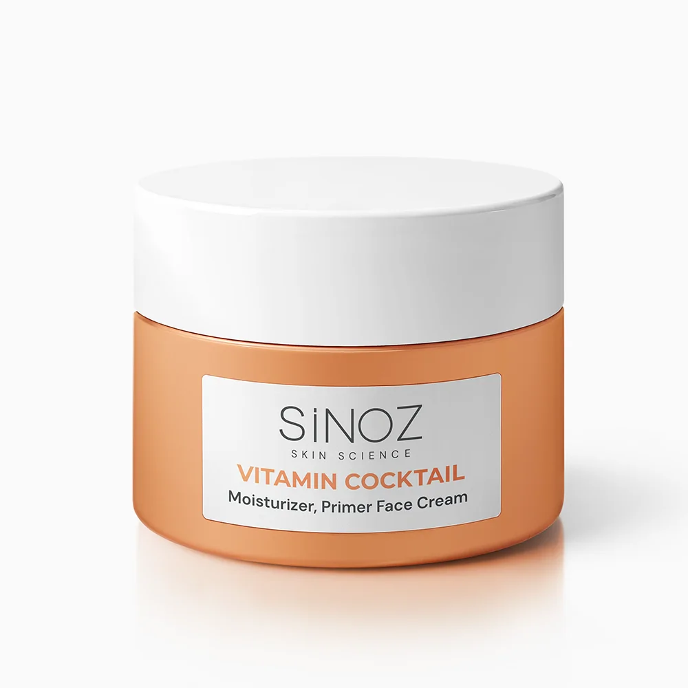 Sinoz Vitamin Kokteyl Nemlendirici Besleyici Onarıcı Yüz Kremi (Vitamin C+ B3 +B5 +E) ve Makyaj Bazı 50 ml