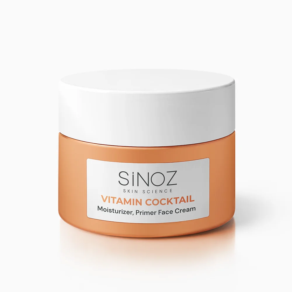 Sinoz Vitamin Kokteyl Nemlendirici Besleyici Onarıcı Yüz Kremi (Vitamin C+ B3 +B5 +E) ve Makyaj Bazı 50 ml