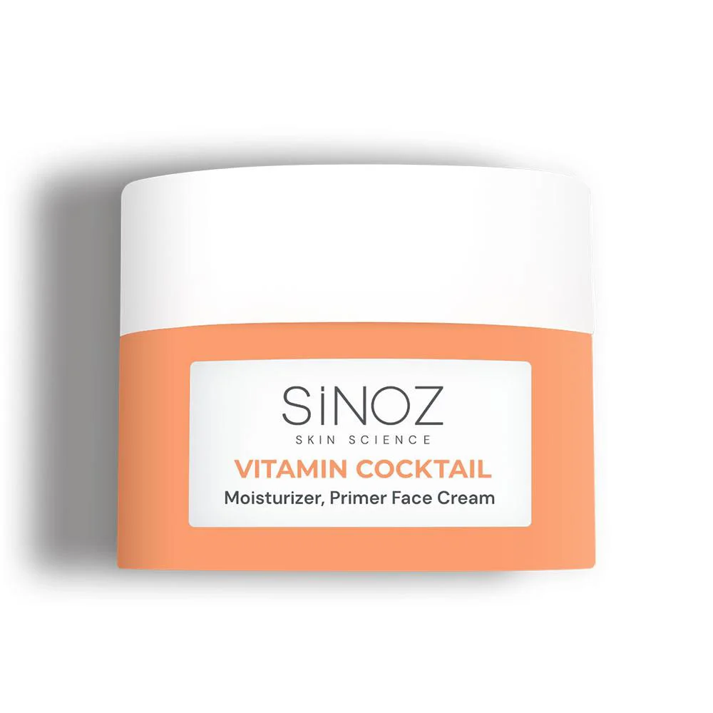 Sinoz Vitamin Kokteyl Nemlendirici Besleyici Onarıcı Yüz Kremi (Vitamin C+ B3 +B5 +E) ve Makyaj Bazı 50 ml