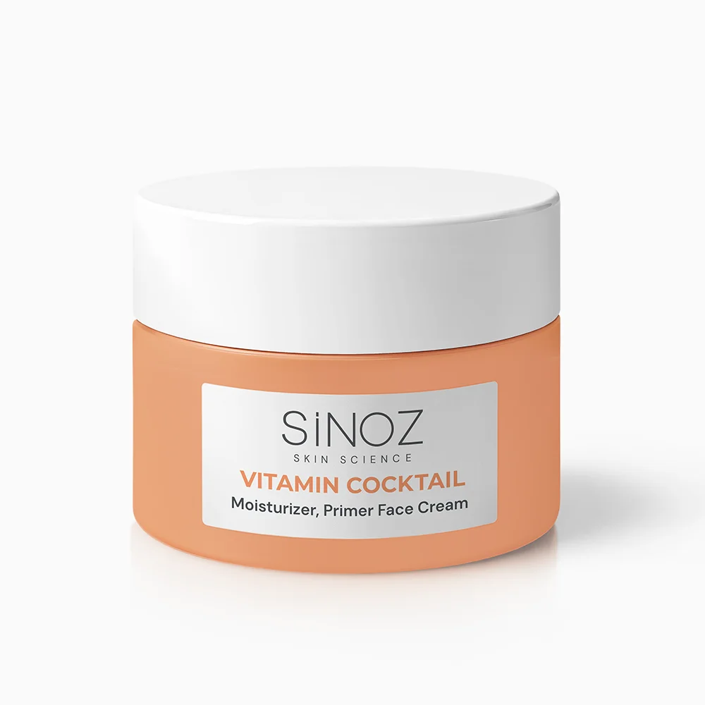 Sinoz Vitamin Kokteyl Nemlendirici Besleyici Onarıcı Yüz Kremi (Vitamin C+ B3 +B5 +E) ve Makyaj Bazı 50 ml