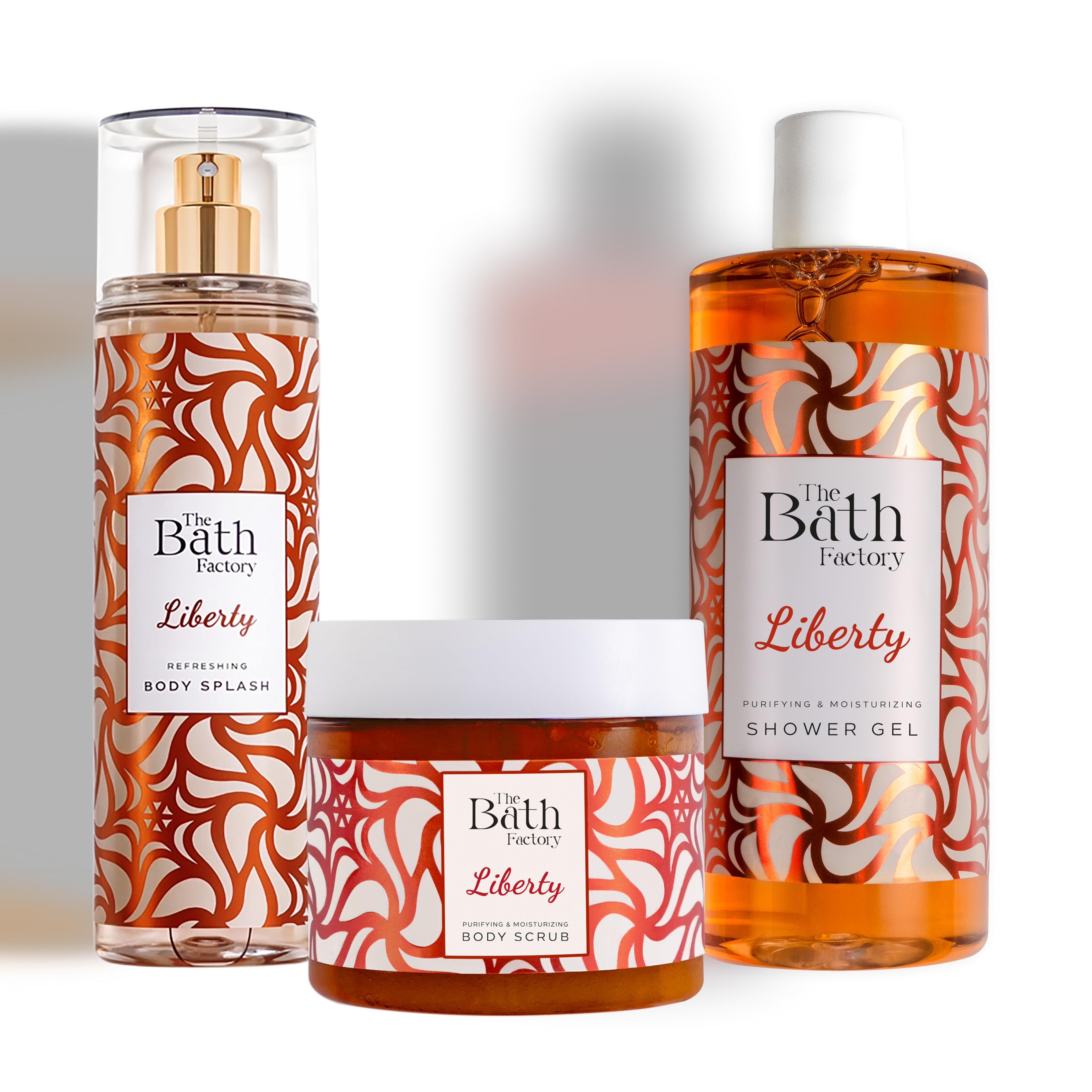 The Bath Factory Liberty Duş Jeli + Liberty Peeling + Liberty Vücut Spreyi