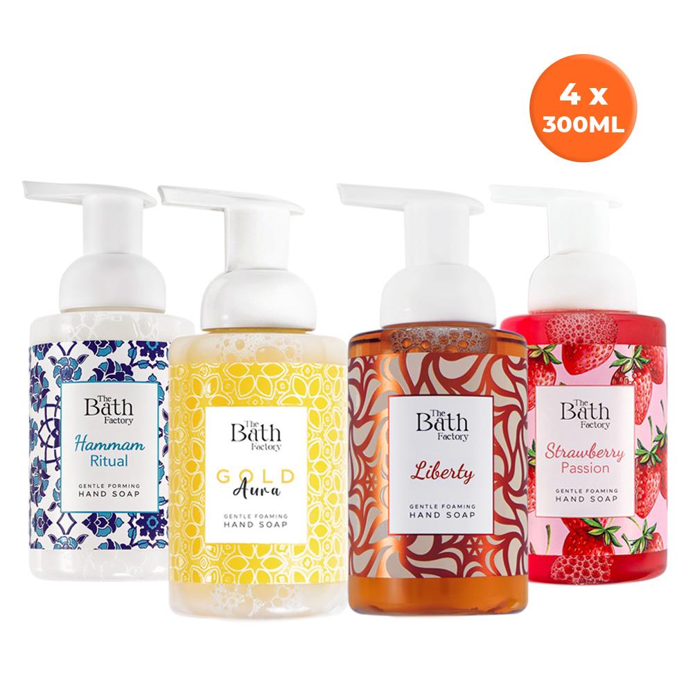 Köpük Sabun Seti 4'lü (Liberty+Hamam+Gold Aura+Çilek)