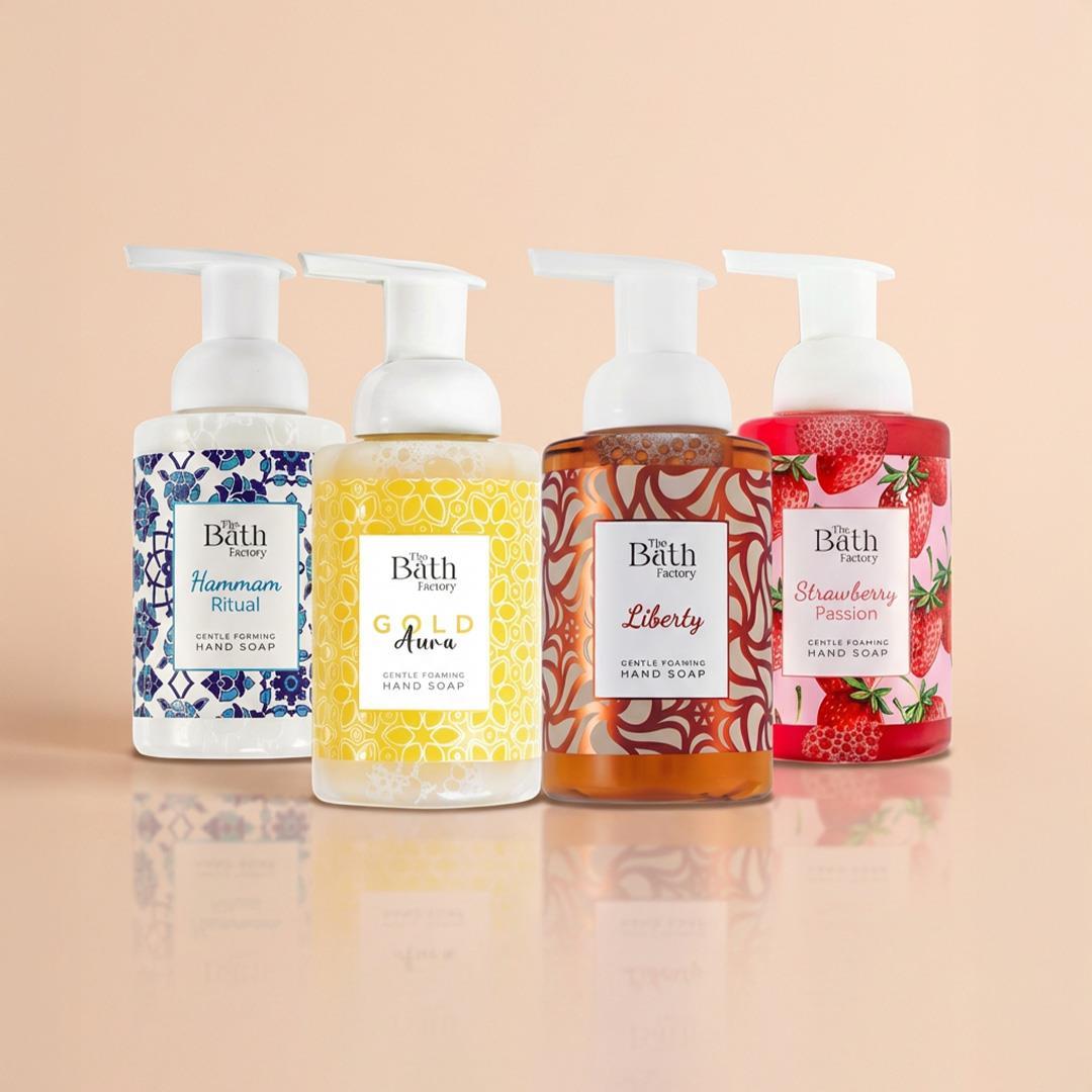 Köpük Sabun Seti 4'lü (Liberty+Hamam+Gold Aura+Çilek)