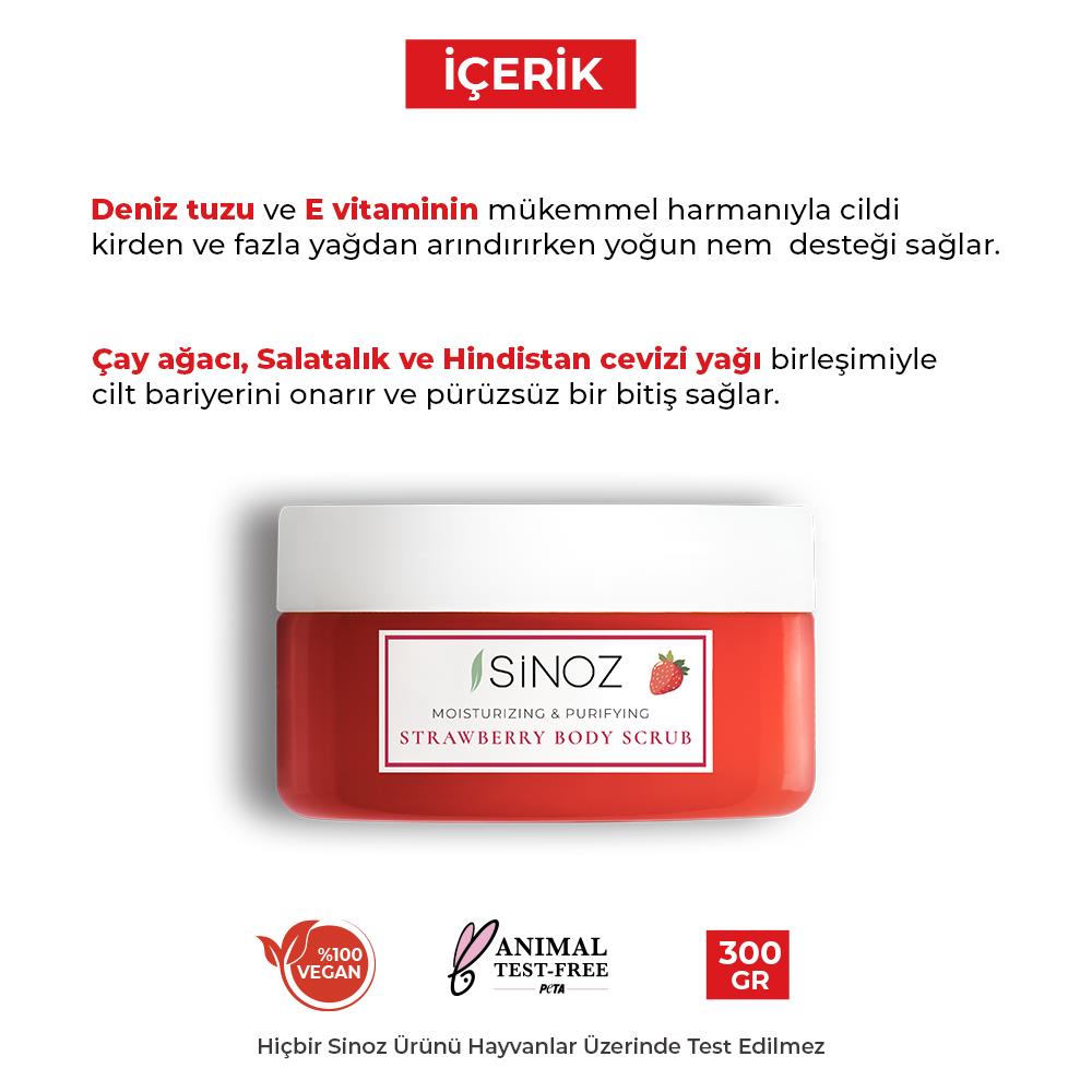 Sinoz Çilekli Arındırıcı ve Nemlendirici Vücut Peelingi 300 gr