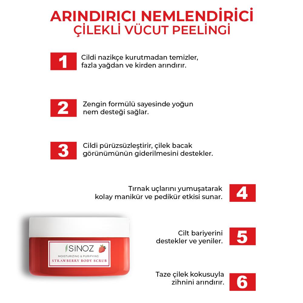 Sinoz Çilekli Arındırıcı ve Nemlendirici Vücut Peelingi 300 gr