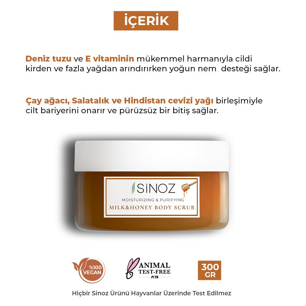 Sinoz Ballı Sütlü Arındırıcı ve Nemlendirici Vücut Peelingi 300 gr