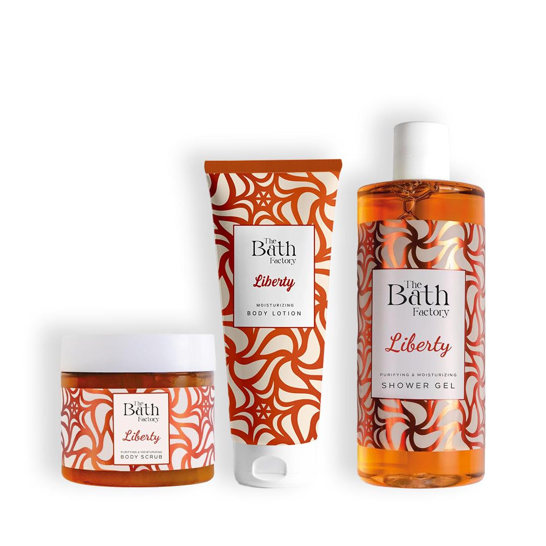 The Bath Factory Liberty Duş Jeli + Liberty Vücut Peelingi + Liberty Vücut Losyonu