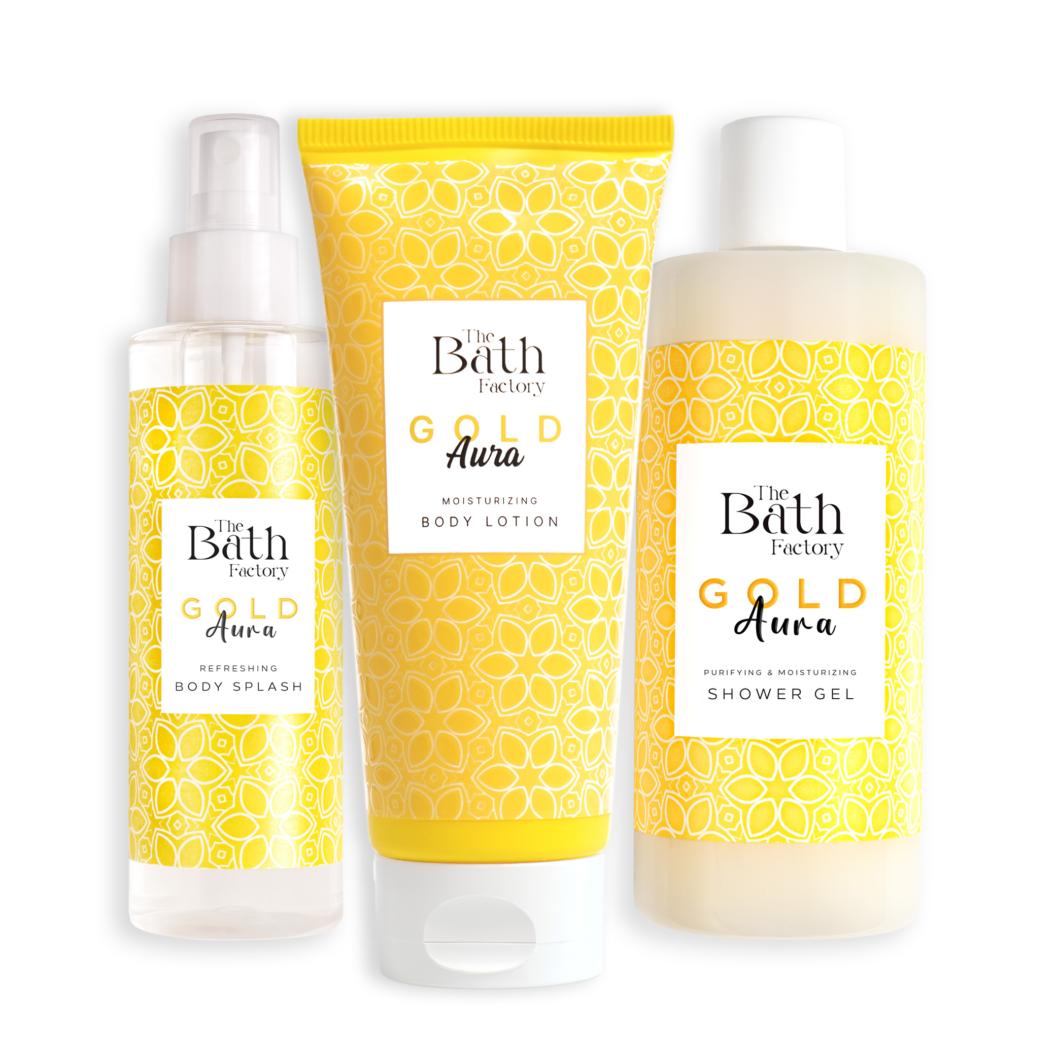 The Bath Factory Gold Aura Duş Jeli + Gold Aura Vücut Spreyi + Gold Aura Vücut Losyonu