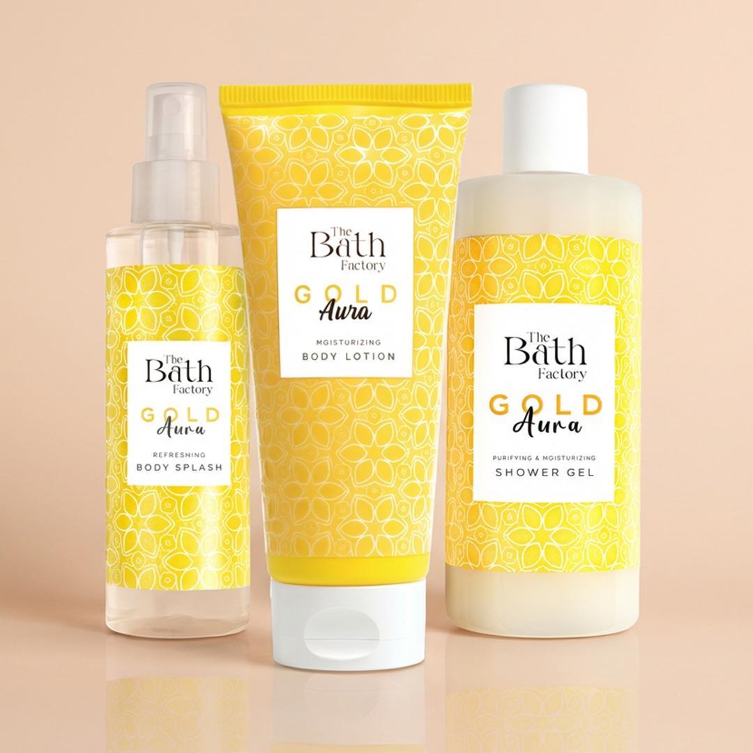 The Bath Factory Gold Aura Duş Jeli + Gold Aura Vücut Spreyi + Gold Aura Vücut Losyonu