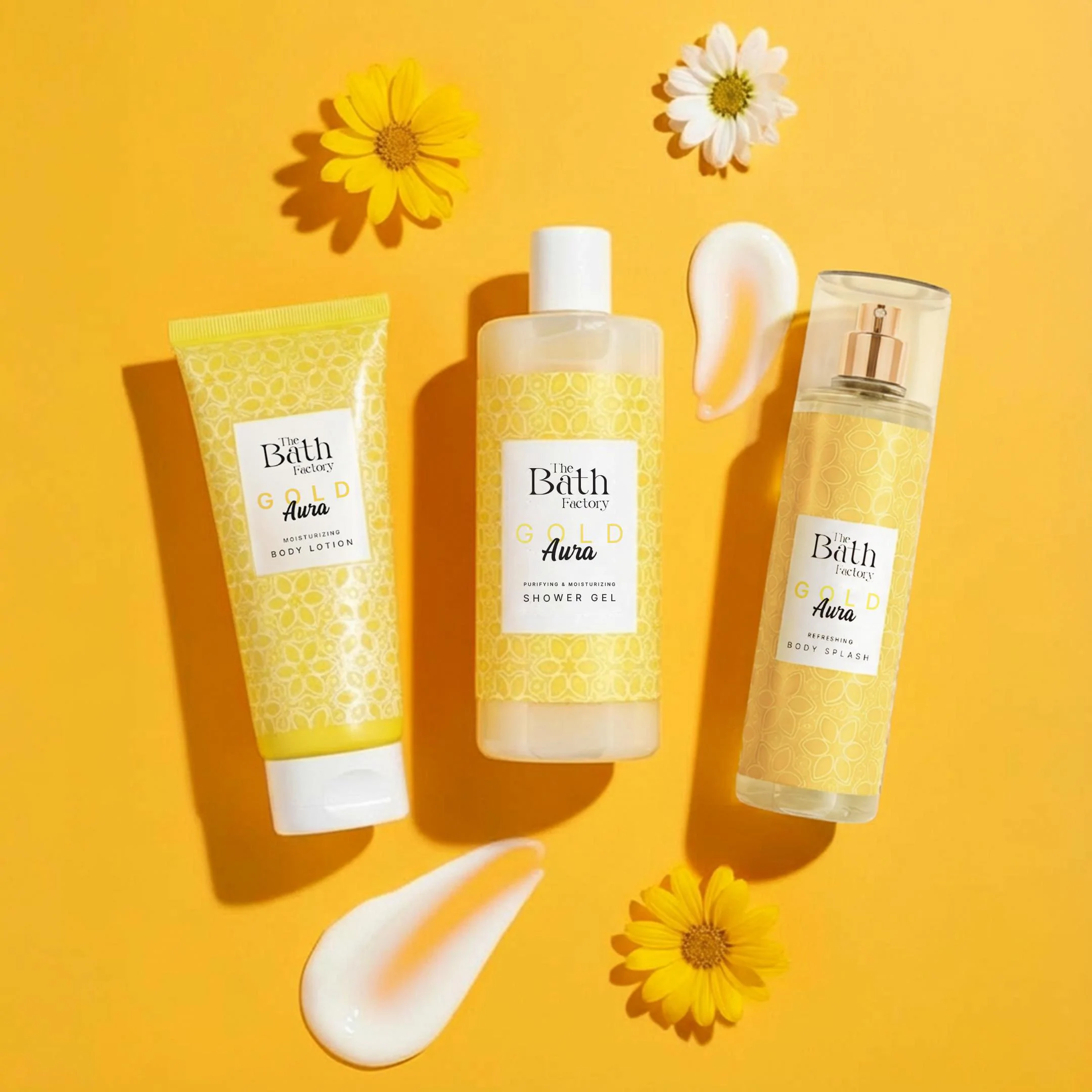 The Bath Factory Gold Aura Duş Jeli + Vücut Spreyi + Vücut Losyonu